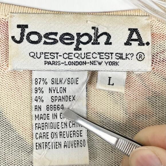 JOSEPH A. Sweater Top L Silk Floral Butterfly Black-Orange-Yellow Knit Long-Slev - Picture 3 of 7